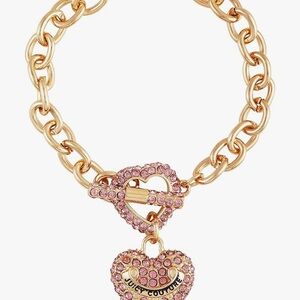 Juicy Couture Gold Bracelet with Pink Heart Charm
